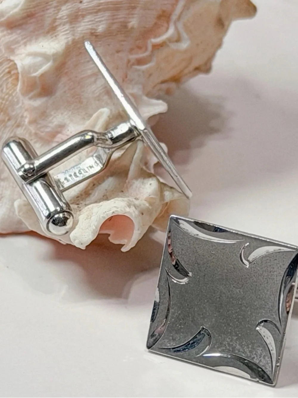 Polished 925 Sterling Silver Square Cufflinks Office Formal Date Night Vintage
